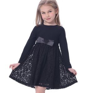 Bonny Billy Girl’s Black Lace Dress with Satin Bow